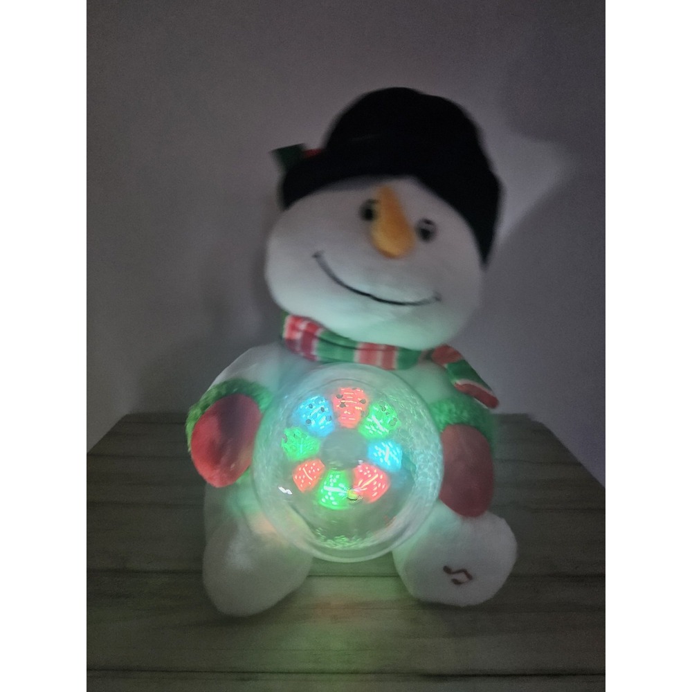 Cuddle Barn Snowglobe Stormy Animated Christmas Snowman Plush Musical Light Up